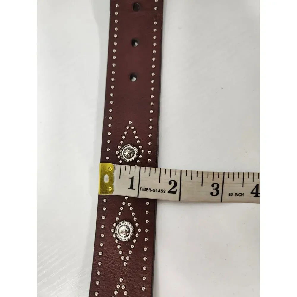 Nocona Women's Western/Cowgirl Studded Leather Belt, Size 28, In Brown & Silver